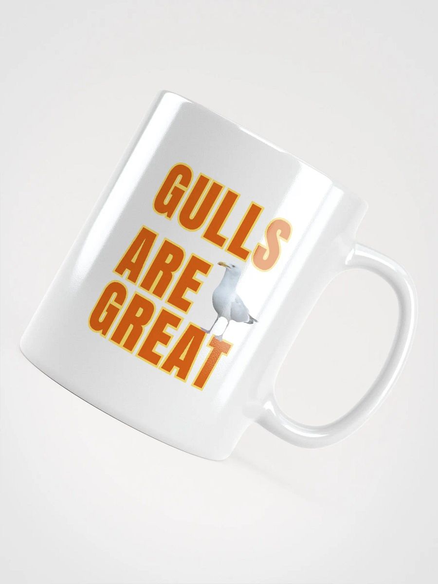 GULLS ARE GREAT Glossy White Mug with Orange Text product image (4)