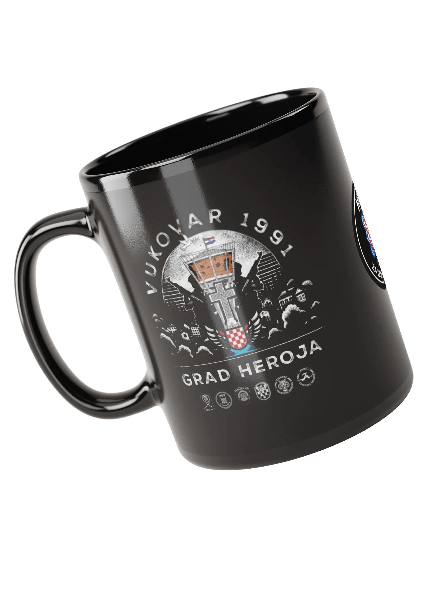 VUKOVAR 1991 HOS Emblem Black Glossy Mug product image (5)