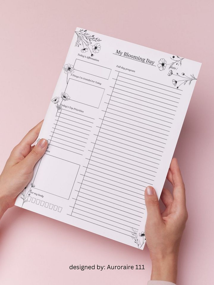 My Blooming Day - Printable Daily Planner | Digital Planner Page Download | Multiple Sizes Included product image (1)