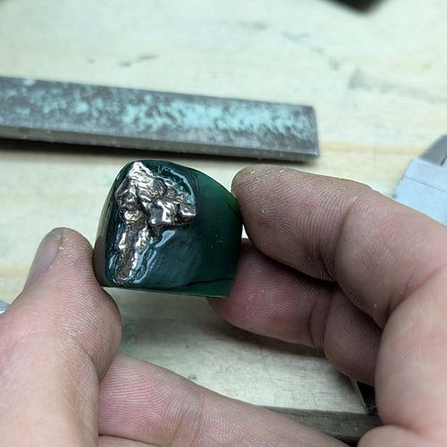 Another bench project. Wax carving and meteorite cab, looks a little like Africa almost!