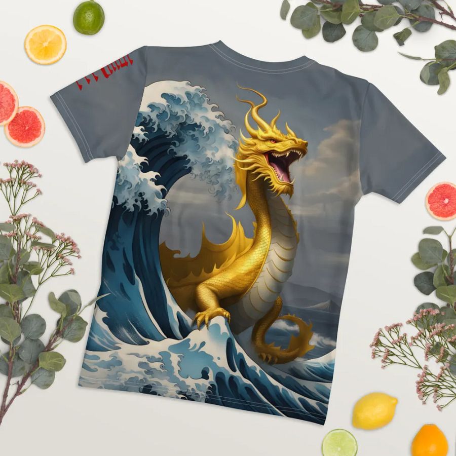 Dragon and the wave/ All-Over Print Women's Crew Neck T-Shirt by Sublicolor product image (6)