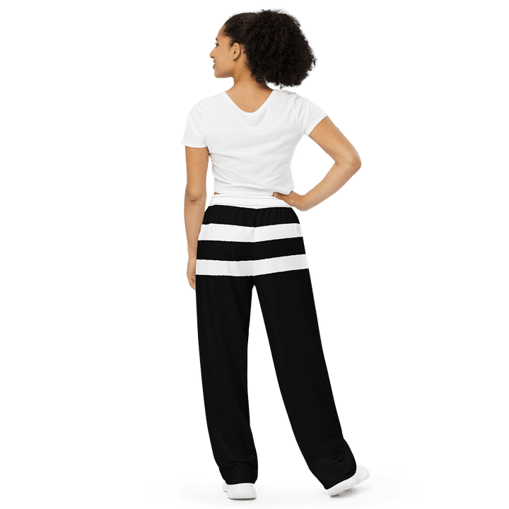 Black and White Stripes/All-Over Print Unisex Wide-Leg Pants by Sublicolor product image (2)