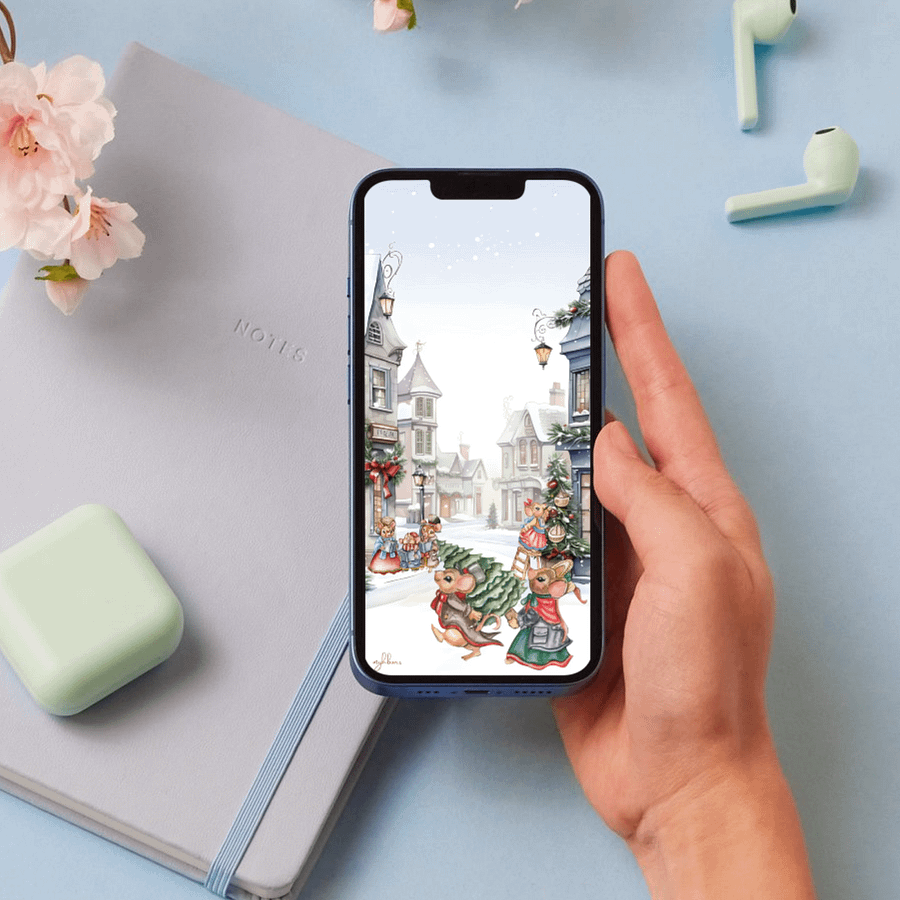 Prelude to Christmas Smartphone Digital Wallpaper | Festive Holiday Phone Background | Instant Download product image (8)