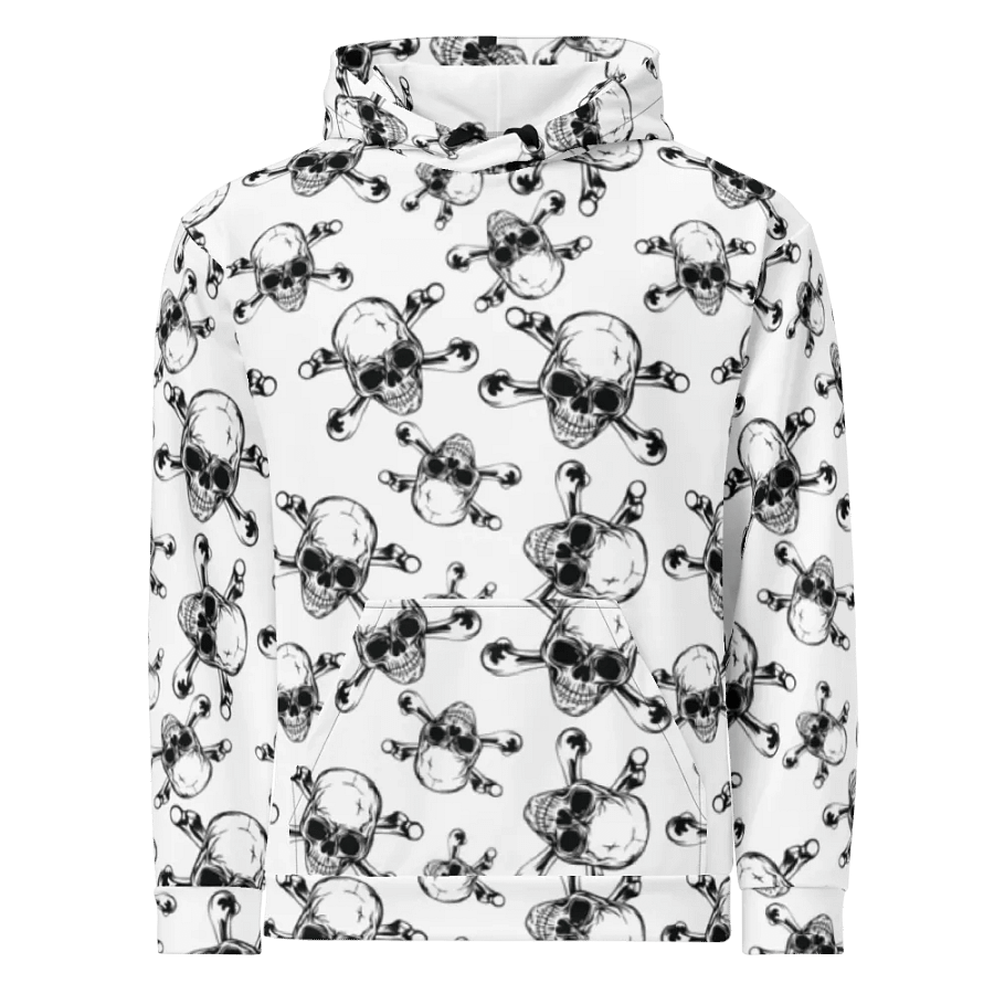 Skull & Bones - White - All-Over Print Recycled Unisex Hoodie product image (2)