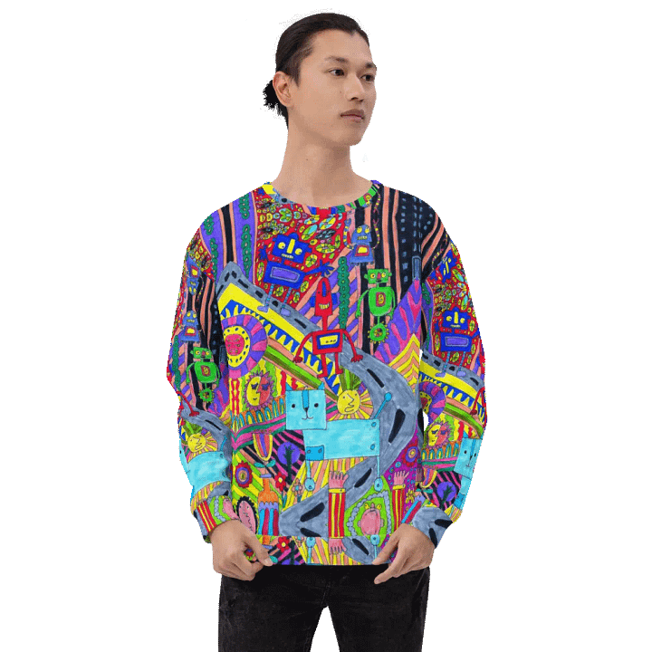 Abstract Colourful Doodle Robots Unisex Sweatshirt product image (2)