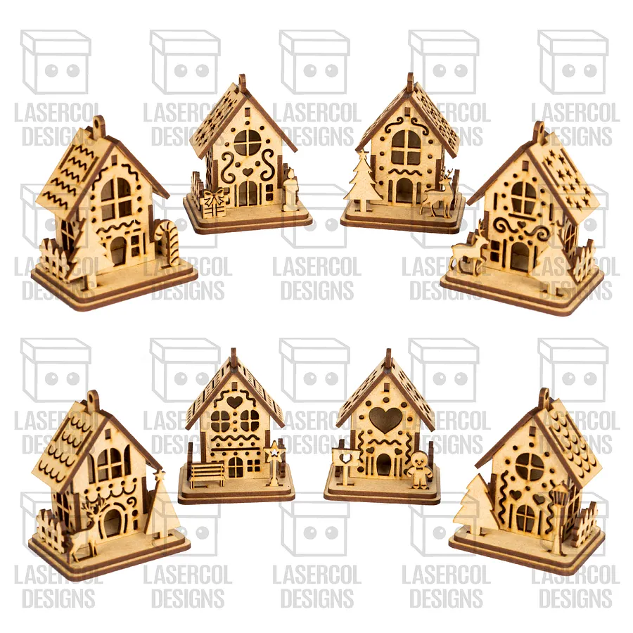 Christmas Houses Ornaments (8 Styles) - Laser Cut Files product image (8)