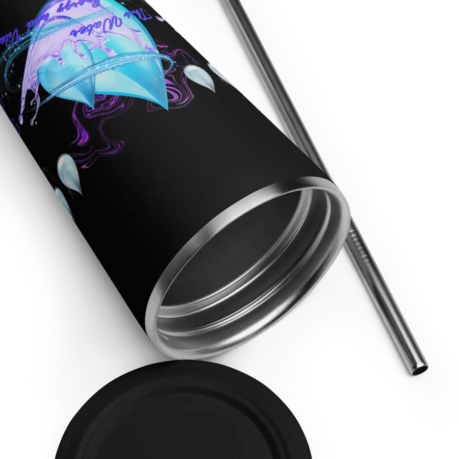 nsulated Tumbler with straw with beautiful swirly blue water drops  featuring ' This water gives energy and vitality