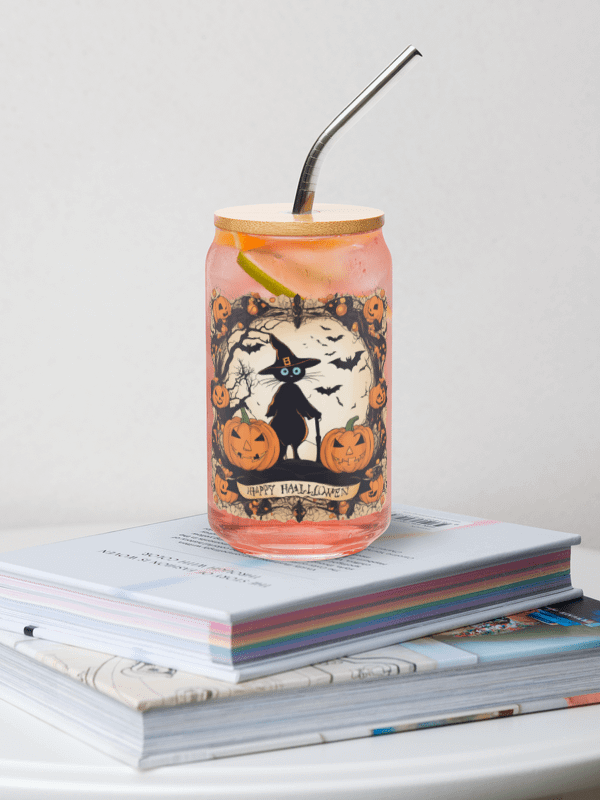 Witchy Cat Halloween Can-Shaped Glass product image (1)