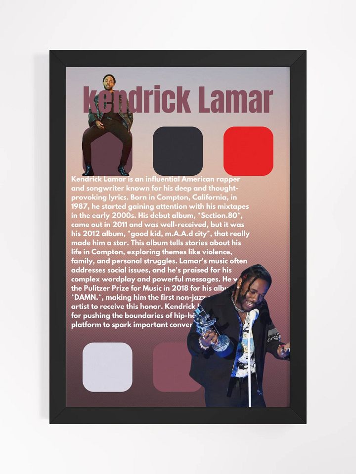 (12x18in) Kendrick Lamar: Framed Matte Poster product image (1)