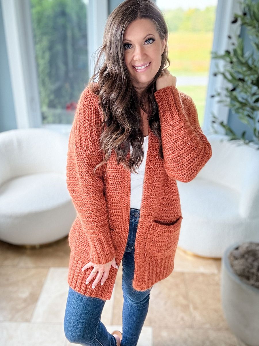 Fuzzy Peach Cardigan Crochet Pattern product image (5)