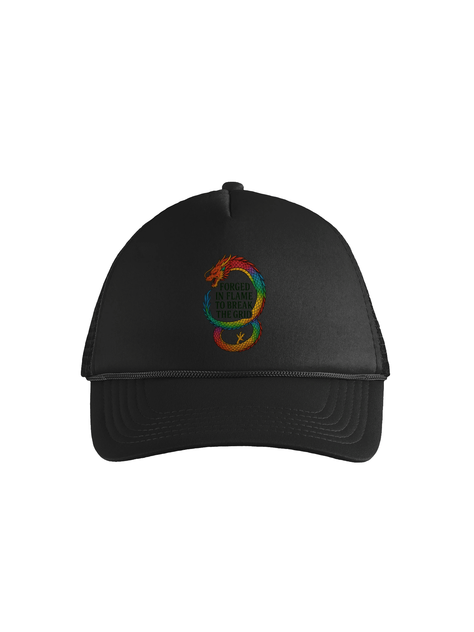 🐉 Flame Signal – Colourful Dragon Trucker Hat Crowned in code. Protected in flame. product image (9)