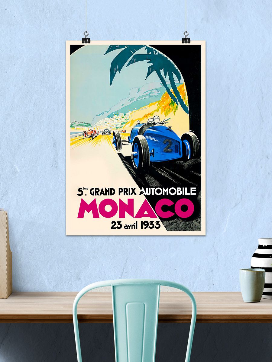 Monaco Vintage F1 Grand Prix, 1933 poster — Vintage Formula 1 poster, Monaco Grand Prix poster, retro travel poster product image (2)