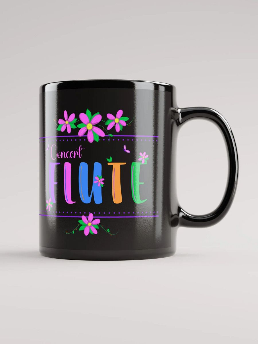 Floral Flutes Black Glossy Mug - Concert Flute product image (1)