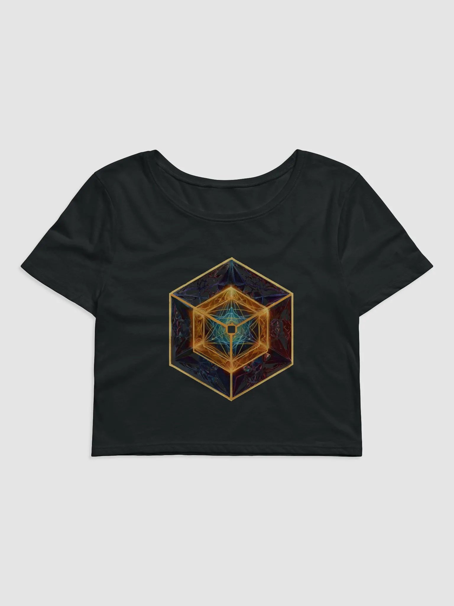Geometric Optical Illusion Cube T-Shirt - Unique Visual Art product image (2)