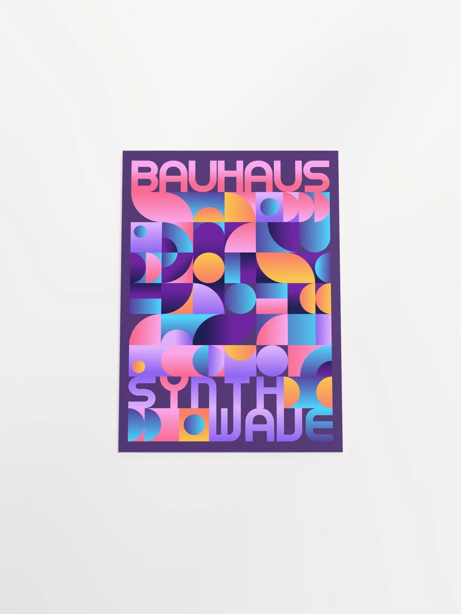 Synthwave Bauhaus Neon poster #2 (dark purple-pink) — abstract poster, retrowave print, vaporwave geometric art, 1980s print, 1930s decor product image (9)