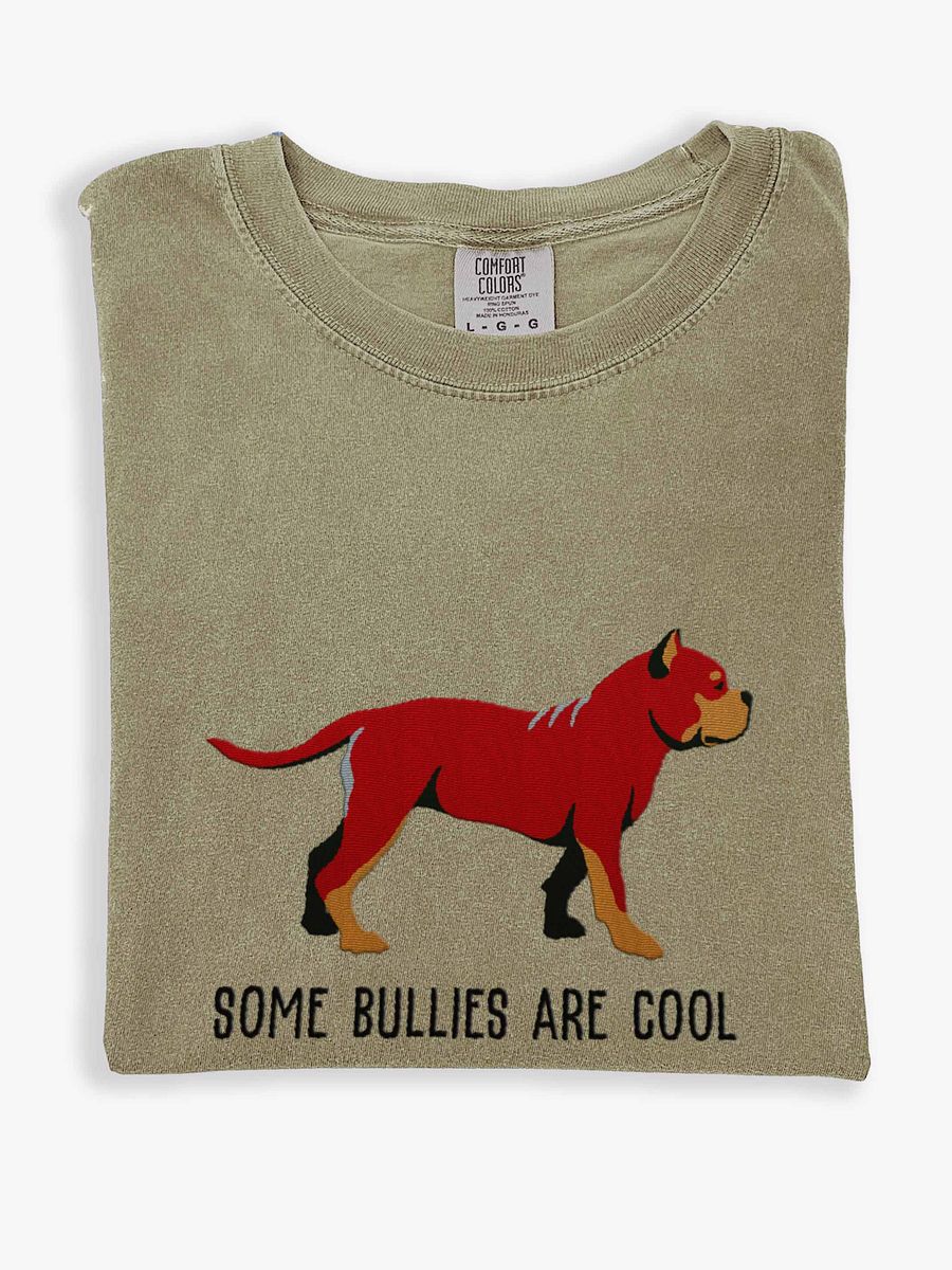 Some Bullies Are Cool T-Shirt(Embroidered) of an American Bully(Red & Tan) product image (1)