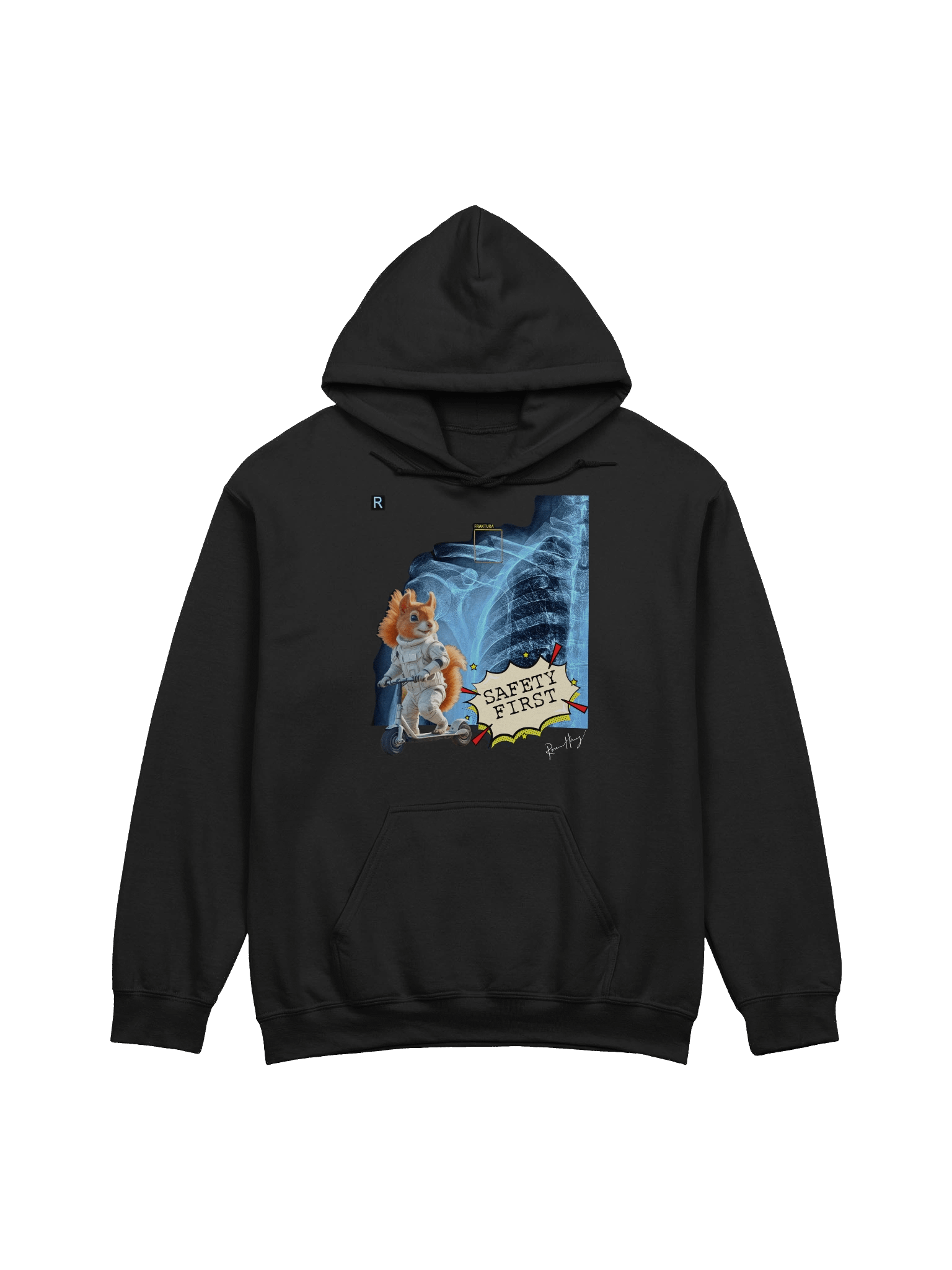 Safety First hoodie with real authentic X-ray product image (1)