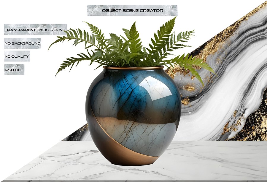 Celestial Grace – Luxury Labradorite & Bronze Vase PNG product image (2)