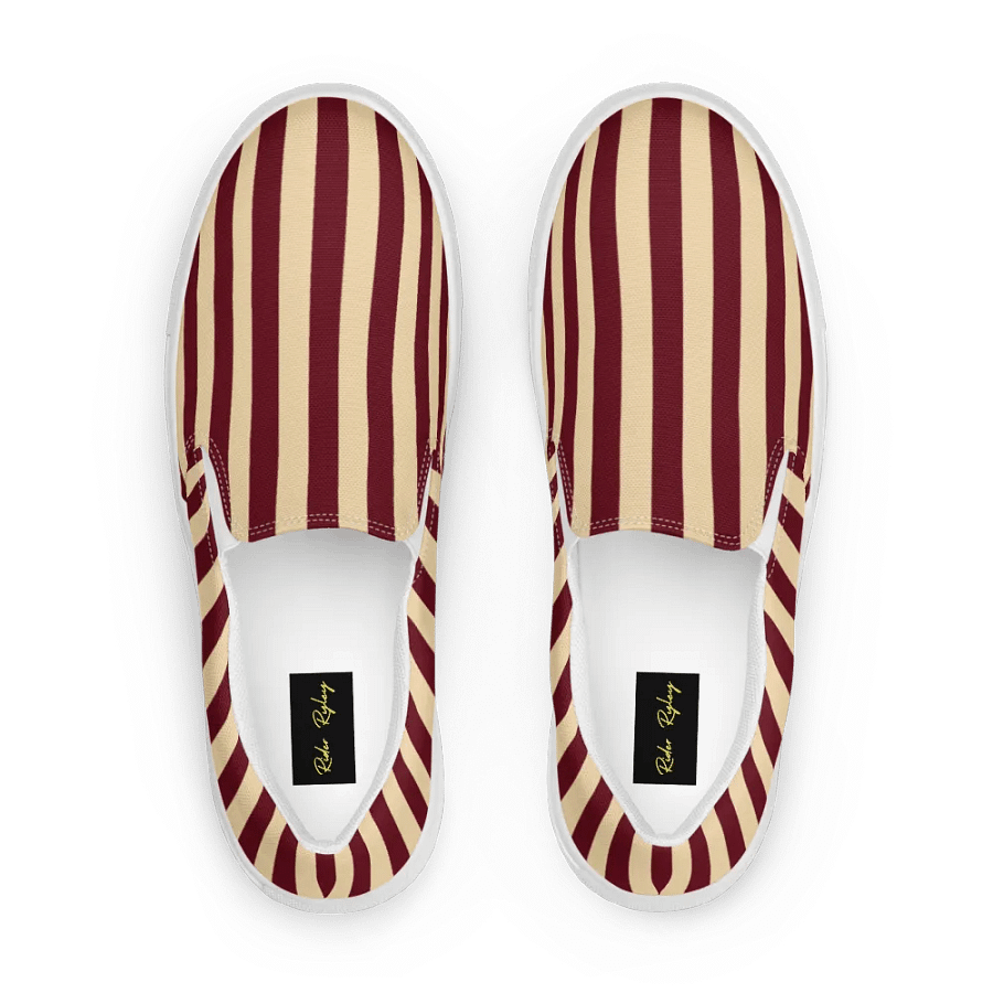 Crimson Cream Stripes Women's Slip-Ons product image (3)