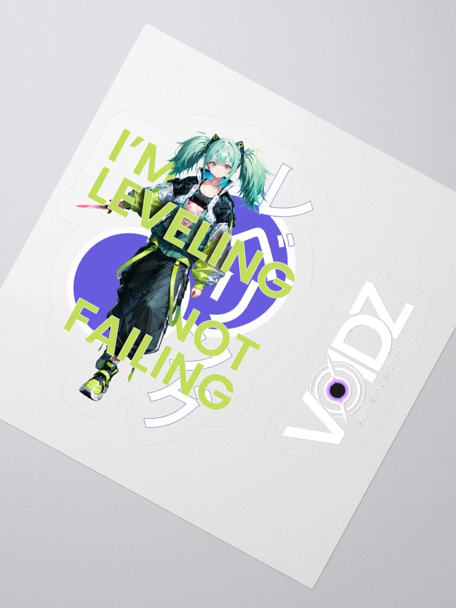 Leveling, not failing - Female anime Sticker + VOIDZ logo product image (3)