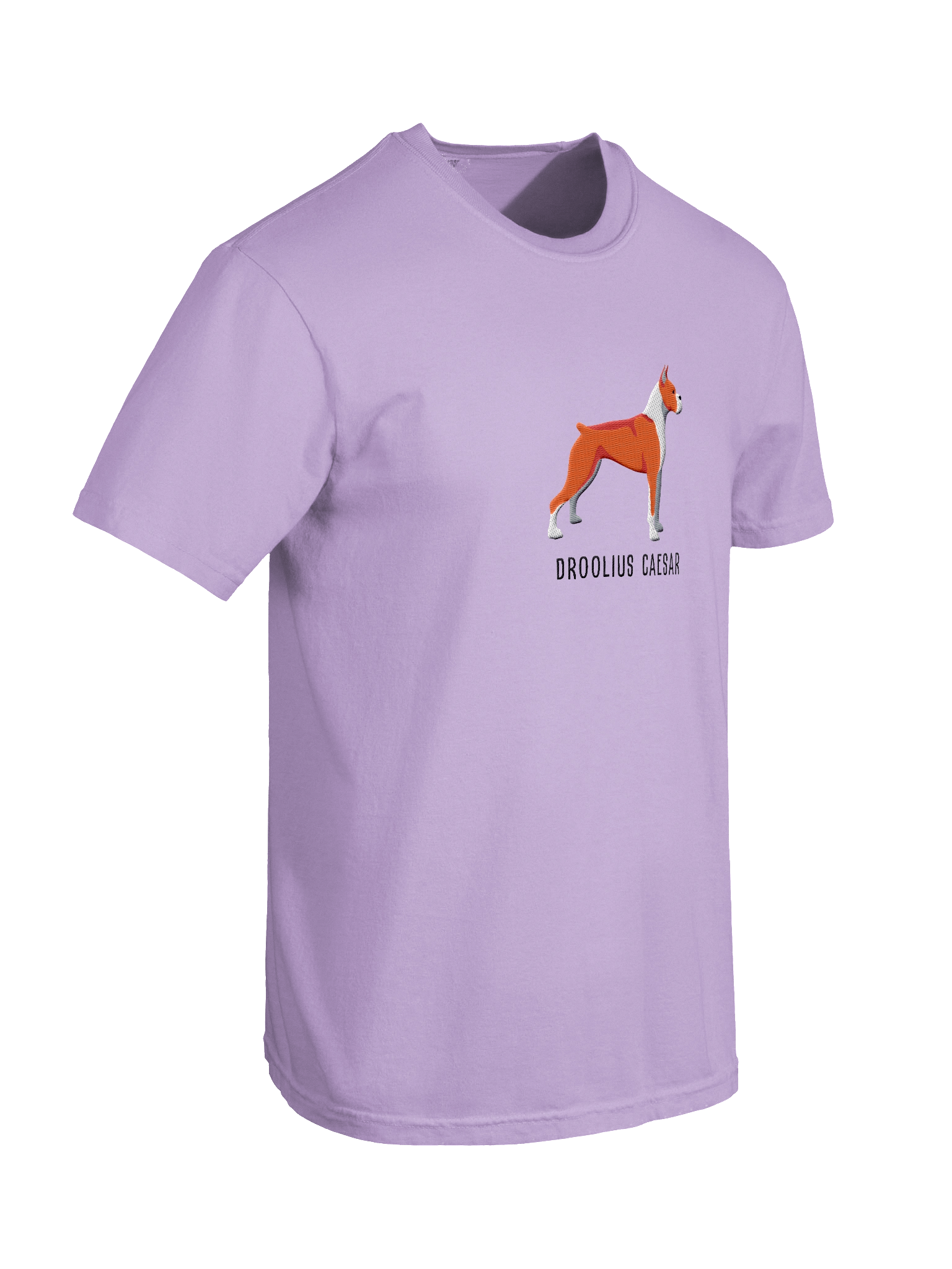 Droolius Caesar T-Shirt(Embroidered) of a Boxer(Red & White, Cropped Ears & Docked Tail) product image (38)