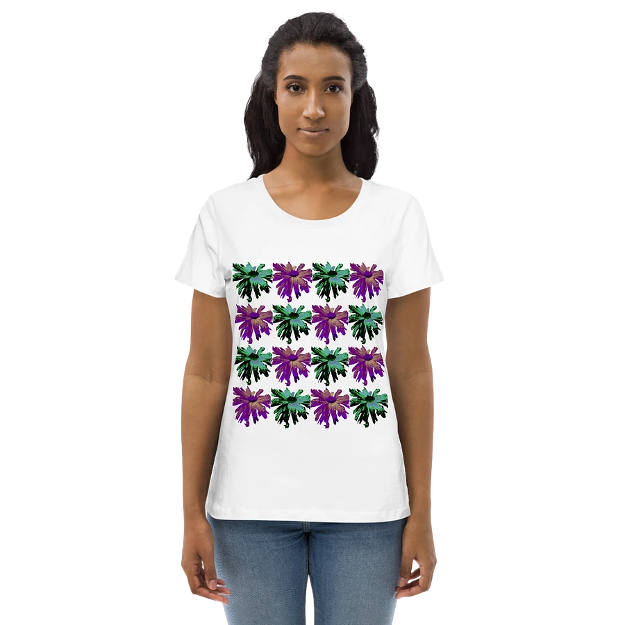 Abstract Green and Hibiscus Daises Ladies T Shirt product image (3)