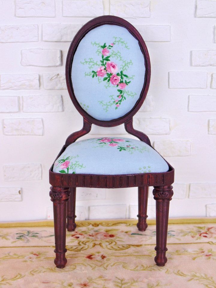 1:6 scale chair for 12” fashion dolls BLUE FLORAL product image (1)