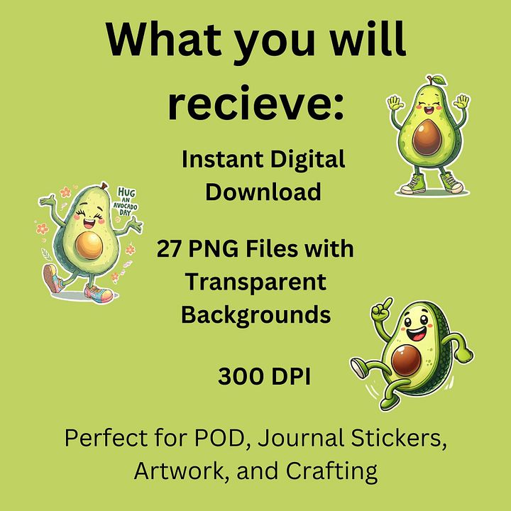 Happy Avocado Clip Art Bundle product image (2)