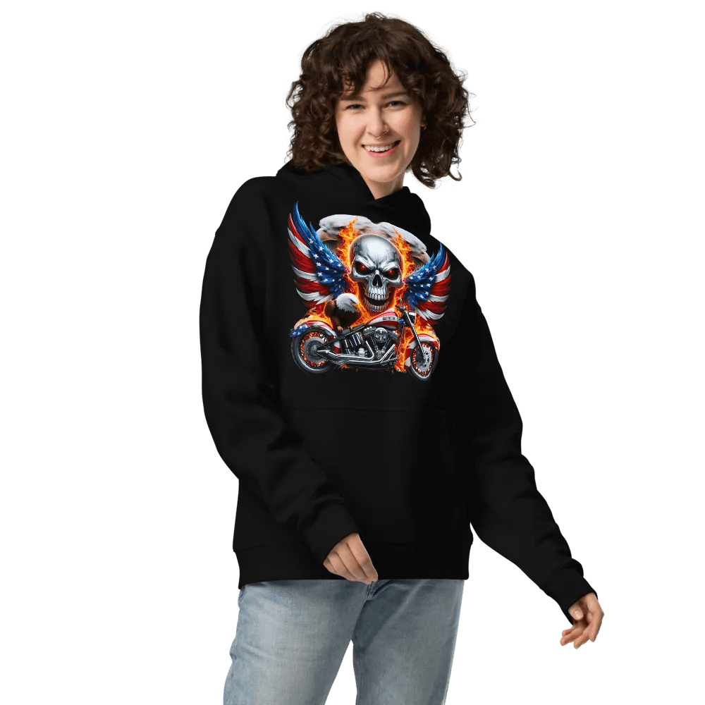 Patriotic Skull & Motorcycle Oversized Hoodie #3 product image (3)