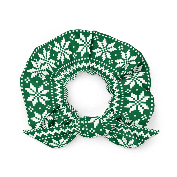 Winter Green Snowflake Scrunchie with Bow product image (1)
