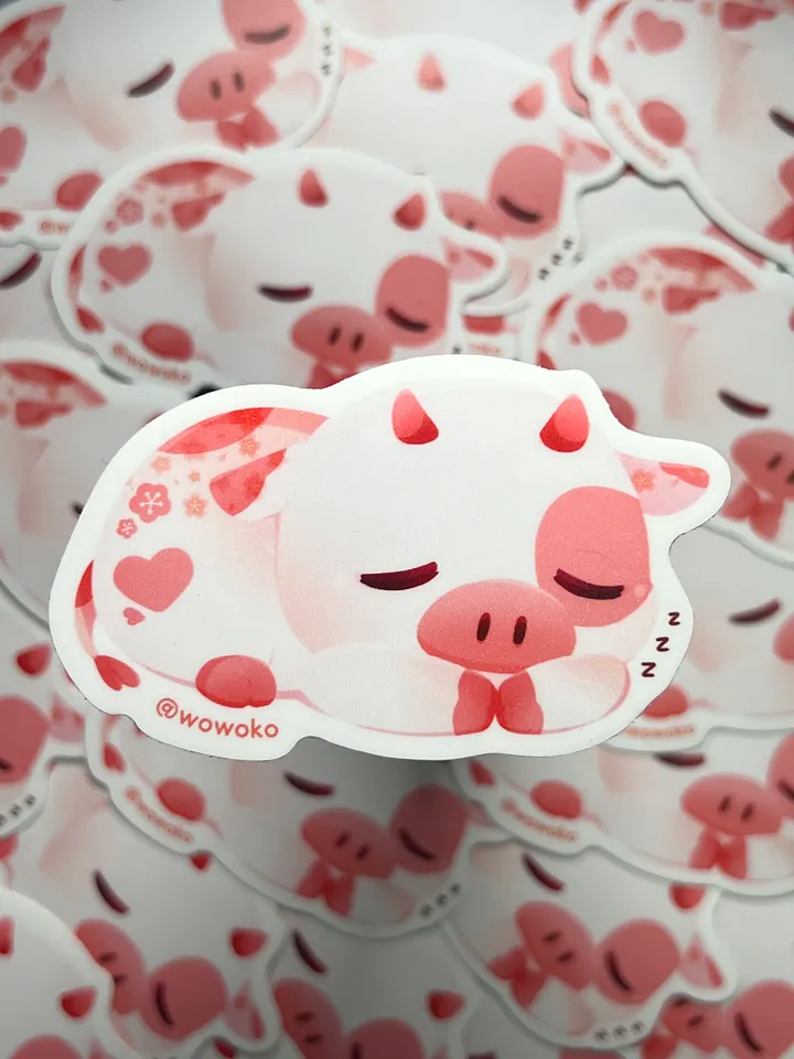 Sleepy Zodiac Animal - Cow - Sticker product image (1)