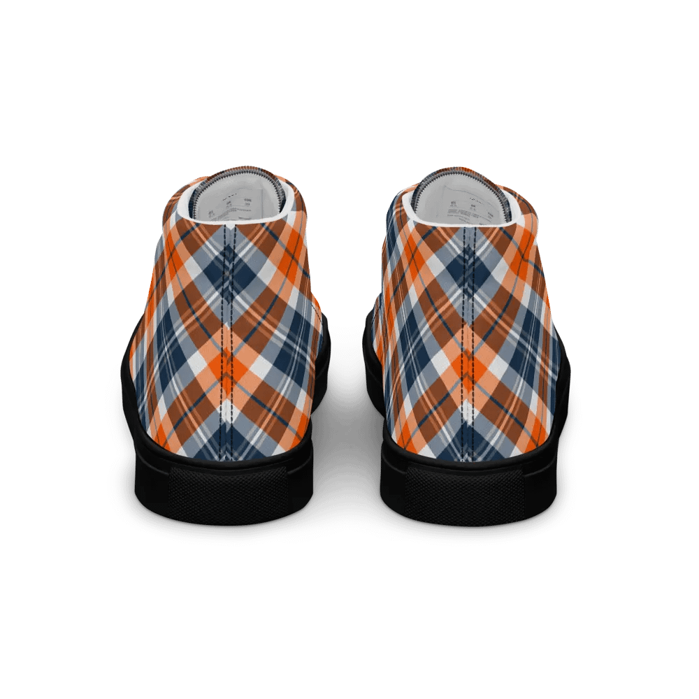 Orange and Blue Sporty Plaid Men's High Top Shoes product image (6)