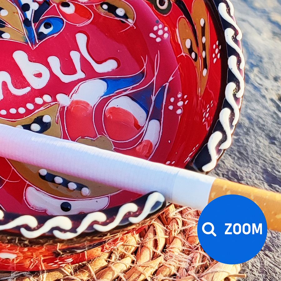 Handmade Red Ceramic Ashtray - Turkish Iznik Style Decor, 7 cm — handmade pottery product image (8)