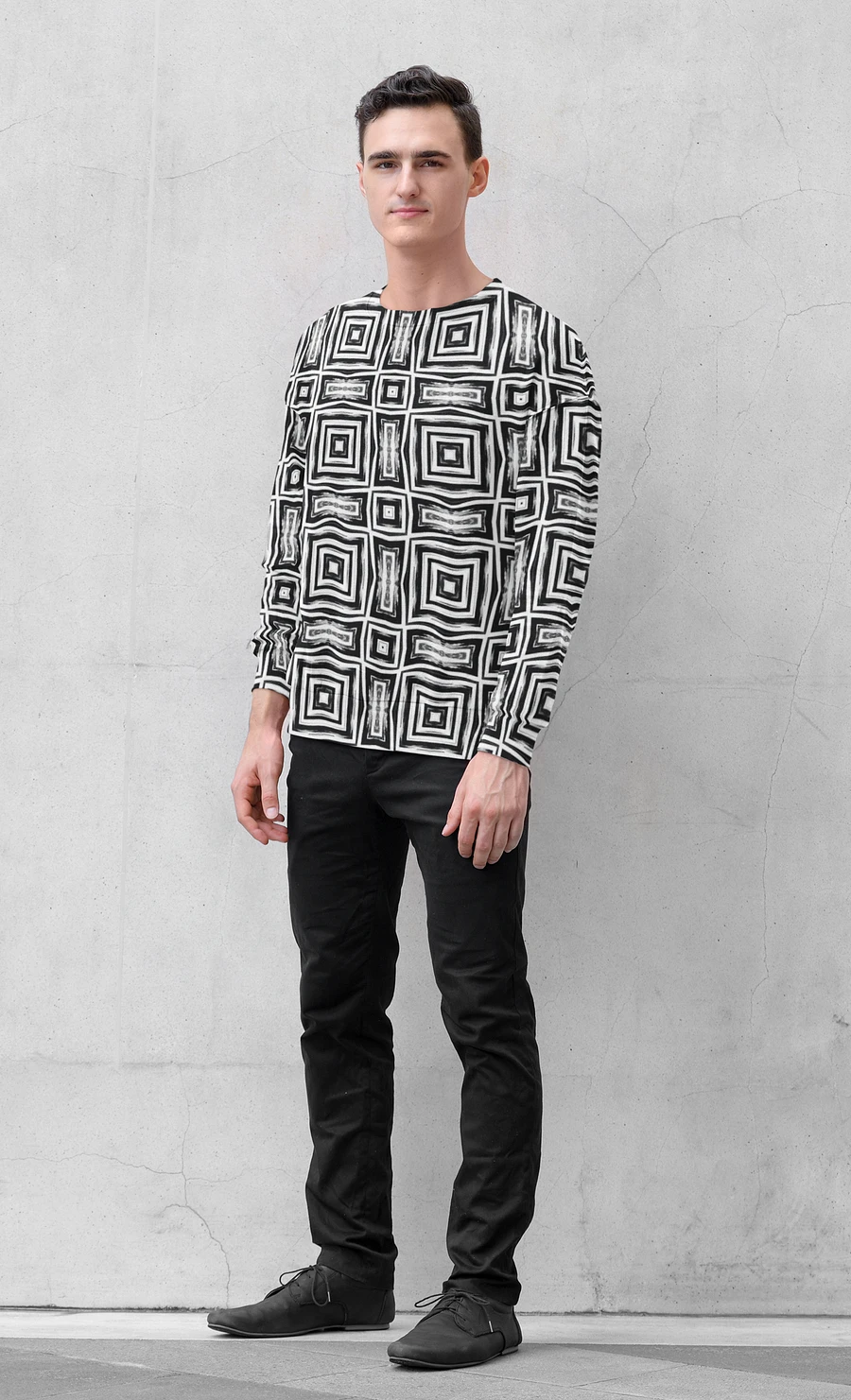 Abstract Monochrome Repeating Pattern Unisex All Over Print Sweatshirt product image (2)