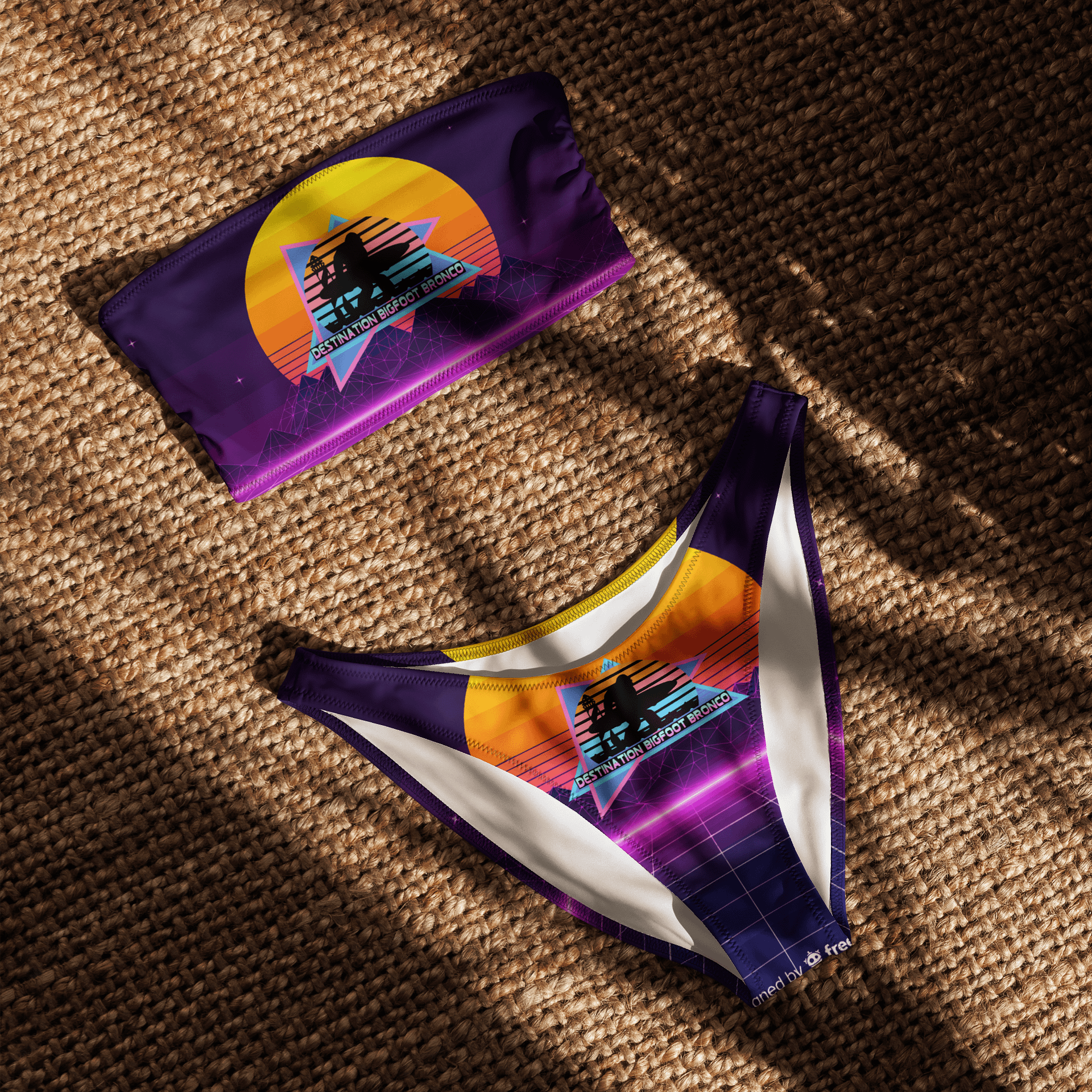 Destination Bigfoot Bronco Retro-Inspired Synthwave All-Over Print Recycled Women's Bandeau Bikini product image (5)