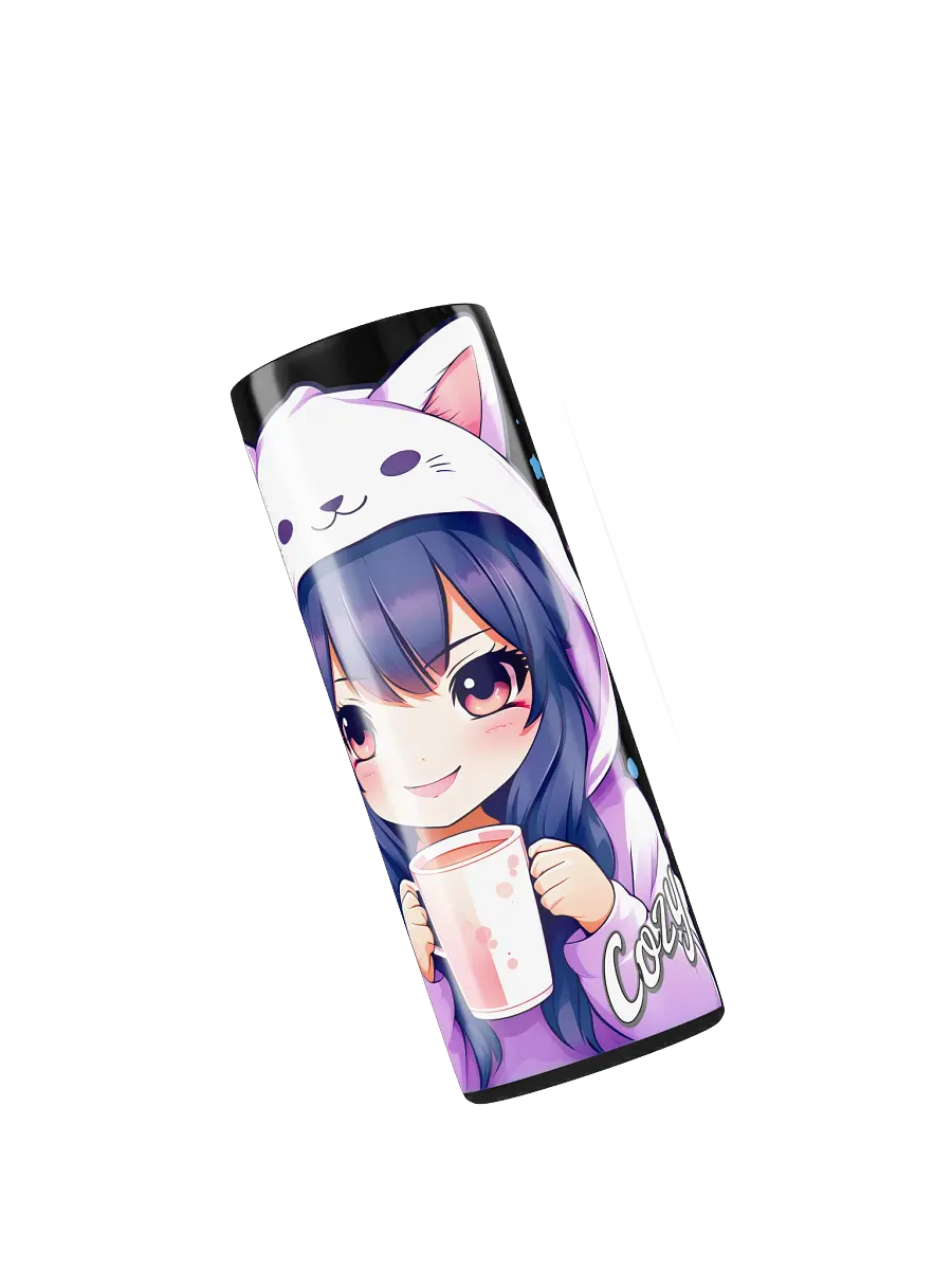 Cozy Kawaii Anime Girl 20 oz Skinny Stainless Steel Tumbler - Black product image (5)