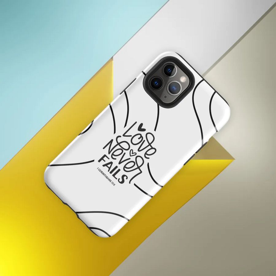 'Love Never Fails' Black Swirls iPhone® Tough Case product image (8)