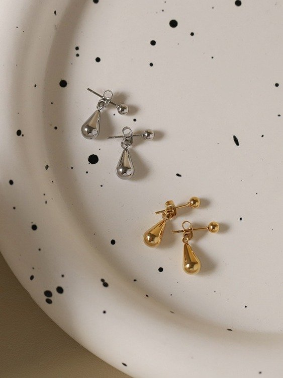 Teardrop Dangle Stud Earrings | 18K Gold Plated product image (9)