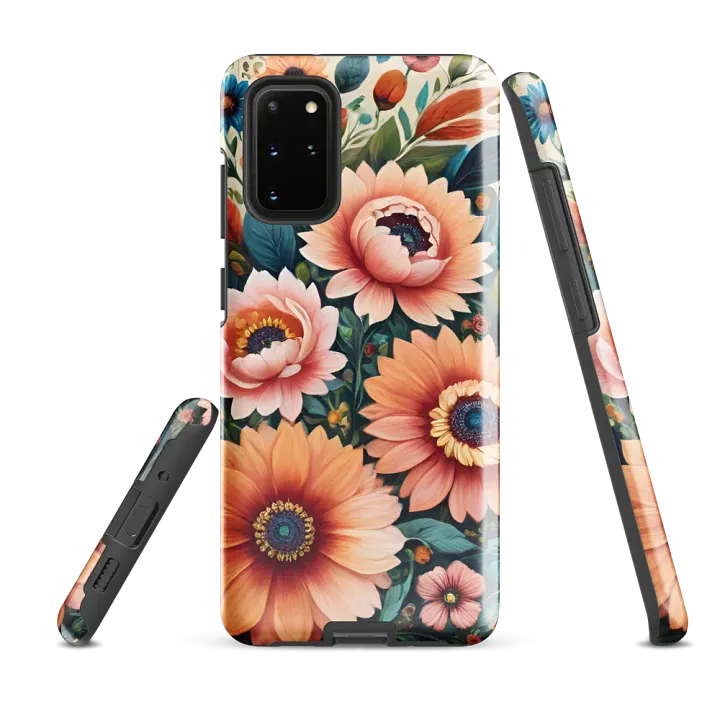 Tough Phone Case for Samsung® - Pink and Peach Flowers Painting product image (2)