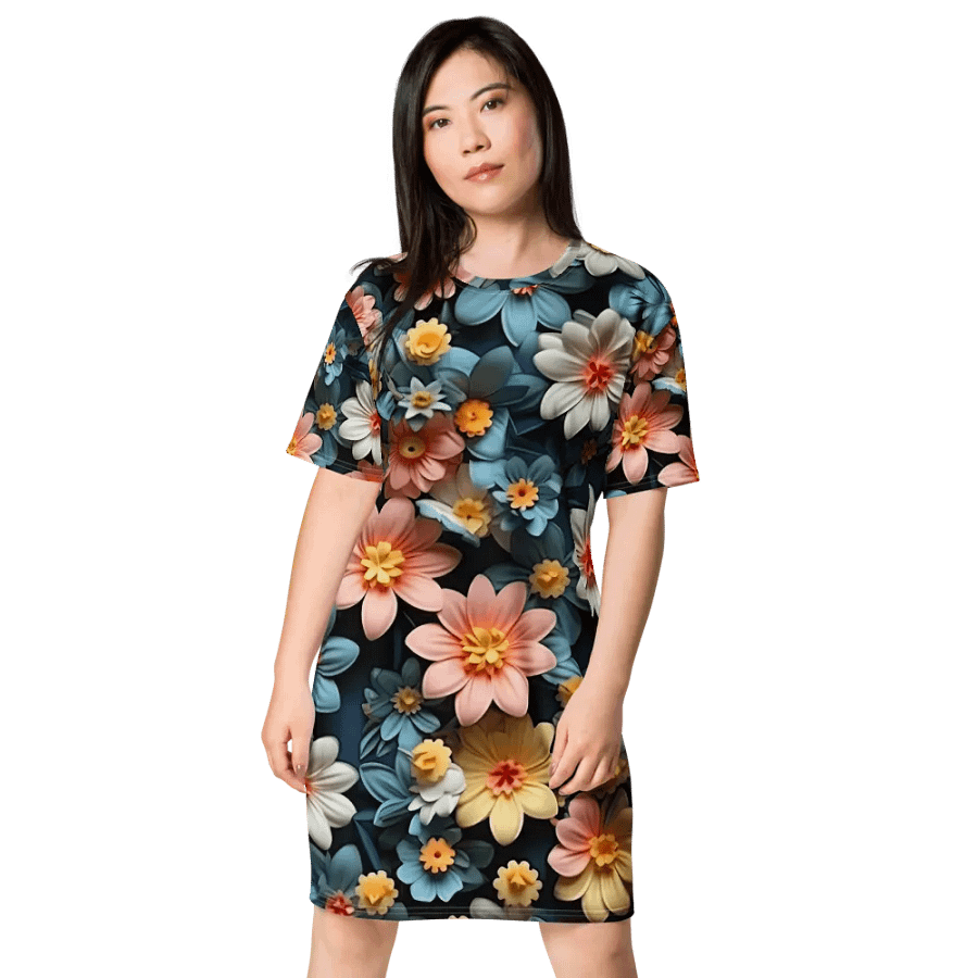 3D-Ditsy-Flowers-Seamless-Patterns T-shirt Dress - V5 product image (4)