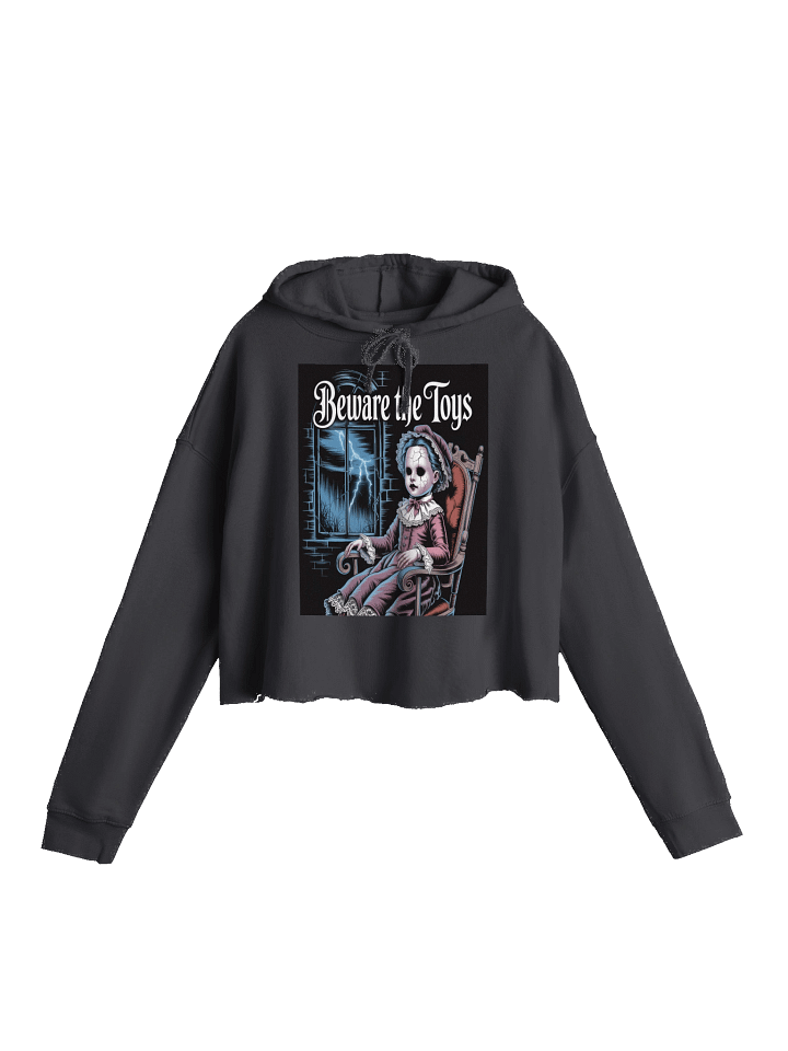 Midnight Veil Designs Women's Gothic Cropped Hoodie - Beware the Toys Black product image (1)