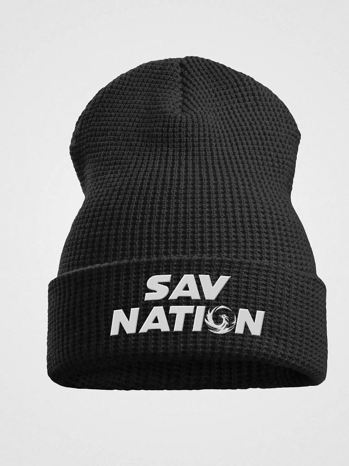 Sav Nation White Logo Waffle Beanie product image (5)