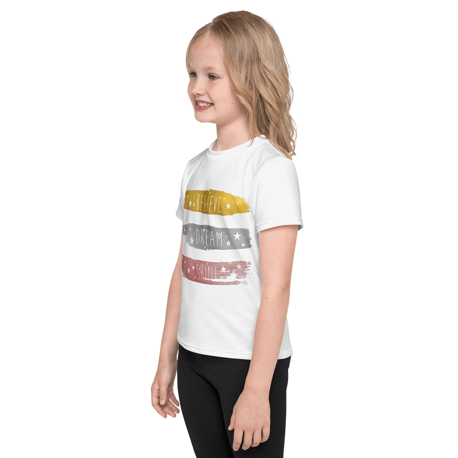 Kids Crew Neck T-Shirt All-Over Print Slogan Brush Paint product image (3)