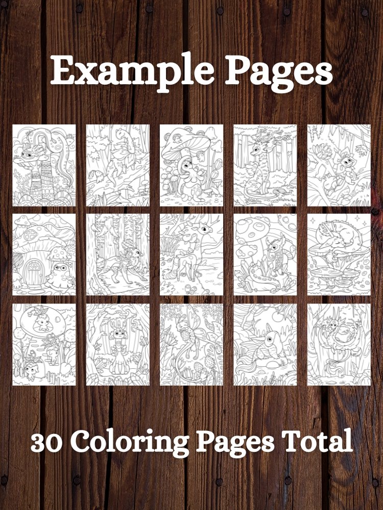 Fantasy Forest Creatures Printable Coloring Pages for Kids product image (2)