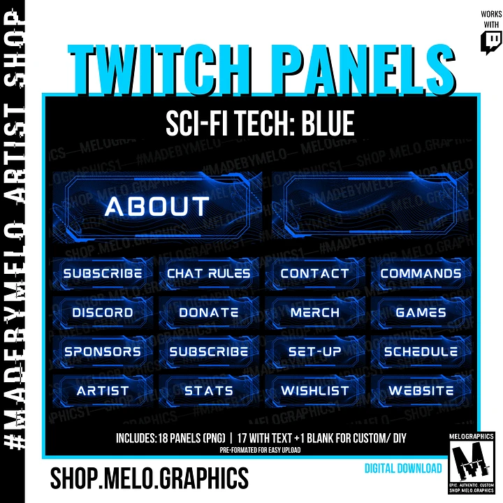 Sci-Fi Tech Blue - Twitch Panels [18] | #MadeByMELO product image (1)