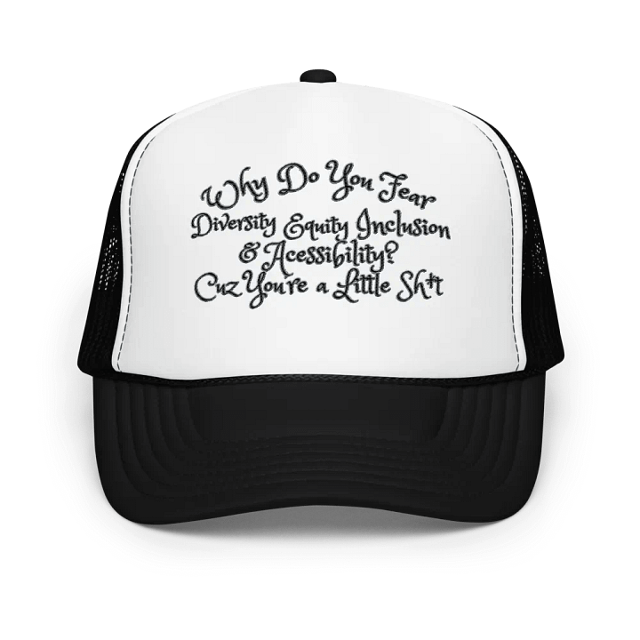 Hands Off DEIA, Why do You Fear? (words only), Embroidered Trucker Hat product image (3)