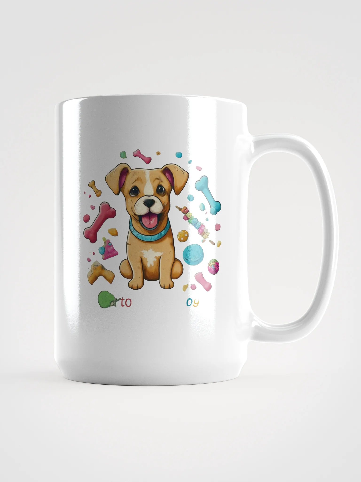 Playful Pup Cartoon White Glossy Mug product image (1)