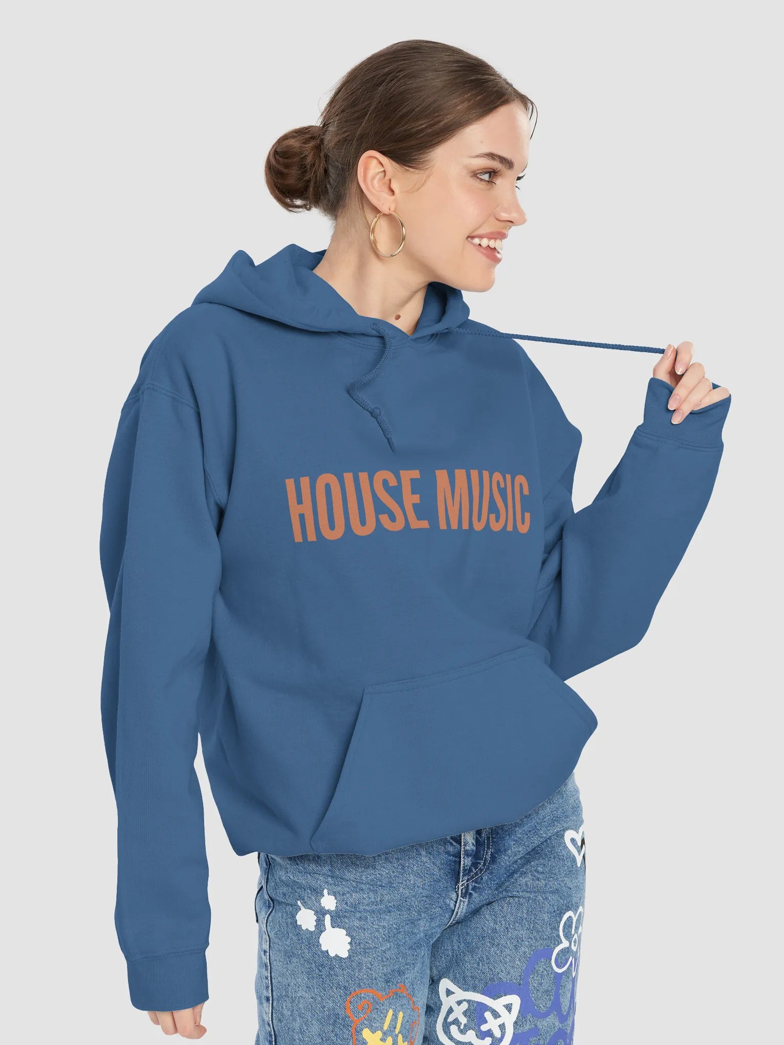 House Music Two Sided Orange Letter Hoodie product image (8)