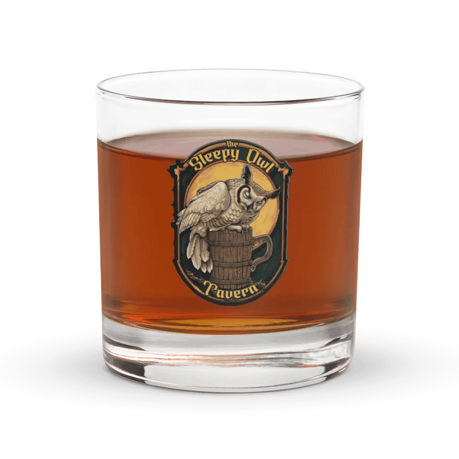 Sleepy Owl Tavern Rocks Glass product image (2)