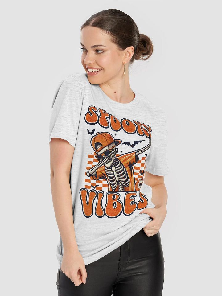 Retro Spooky Vibes Dabbing Skeleton Halloween Design T-Shirt product image (2)
